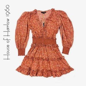 🌼HP🌼 House of Harlow 1960 Wallis Rust V-Neck Long Sleeve Floral Dress - XS
